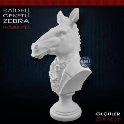 Ceketli Zebra Heykeli Büyük Boy (35x14 cm) Ham Polyester - Tual Hobi Sanat