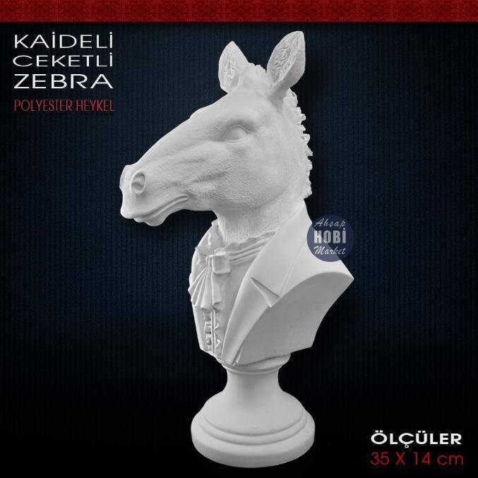 Ceketli Zebra Heykeli Büyük Boy (35x14 cm) Ham Polyester - 1