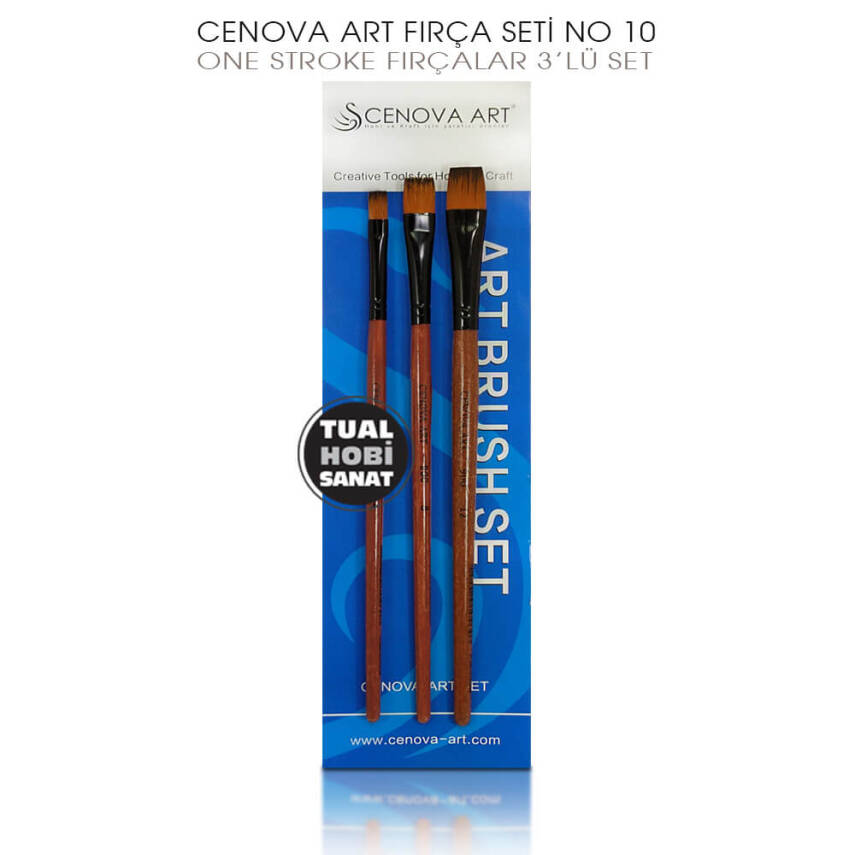 Cenova Art No:10 One Stroke Düz Kesik Profesyonel Fırça Seti 3 Parça - 2