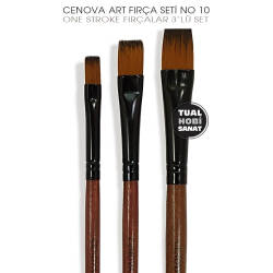 Cenova Art No:10 One Stroke Düz Kesik Profesyonel Fırça Seti 3 Parça - 3