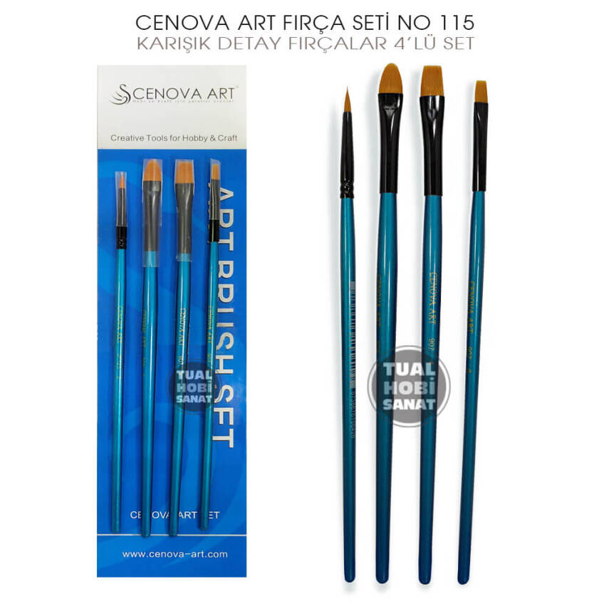 Cenova Art No:115 Karışık Detaylı Boyama Fırça Seti 4 Parça - 1