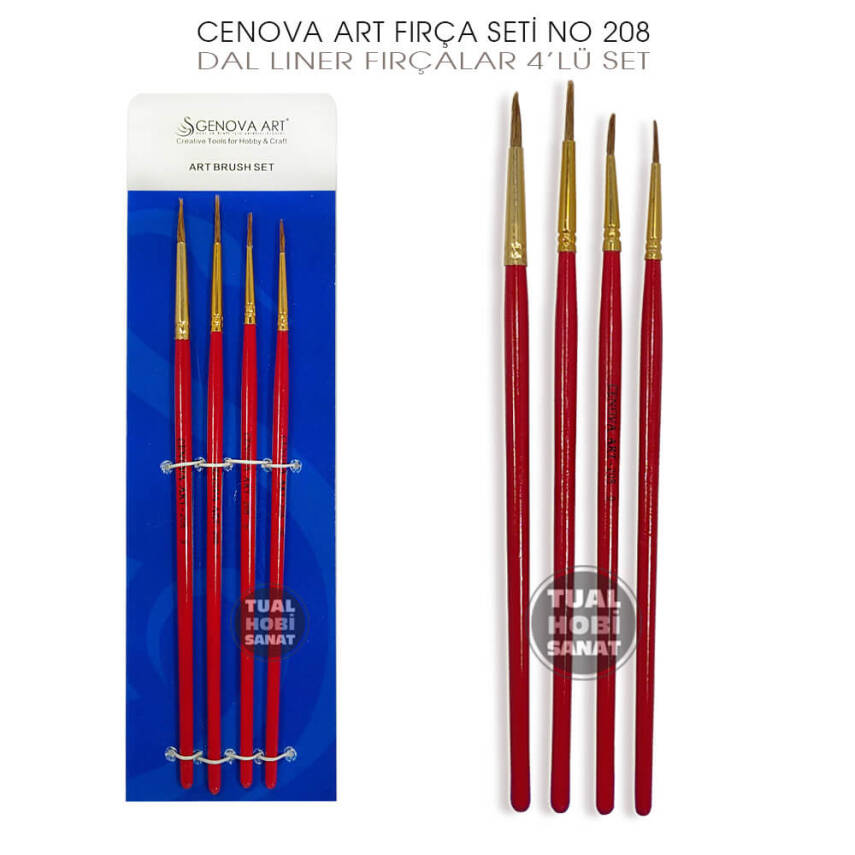 Cenova Art No:208 Dal Liner Çizgi Detay Fırça Seti 4 Parça - 1