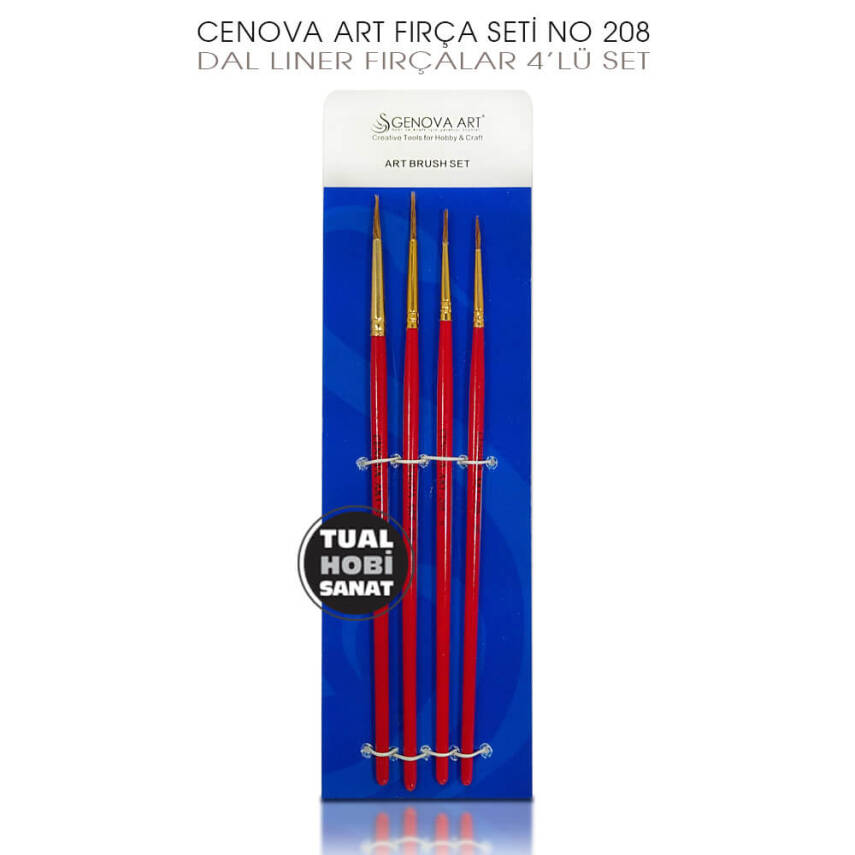 Cenova Art No:208 Dal Liner Çizgi Detay Fırça Seti 4 Parça - 2