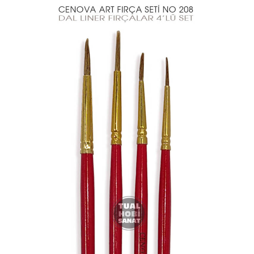 Cenova Art No:208 Dal Liner Çizgi Detay Fırça Seti 4 Parça - 3