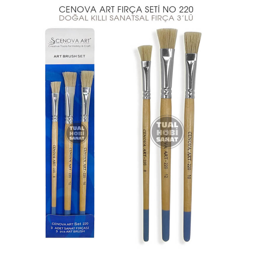 Cenova Art No:220 Doğal Kıllı 3'lü Sanatsal Fırça Seti - 1