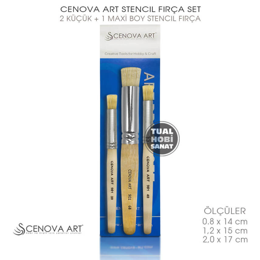 Cenova Art Stencil Şablon Fırça Seti (3 Parça) - 2