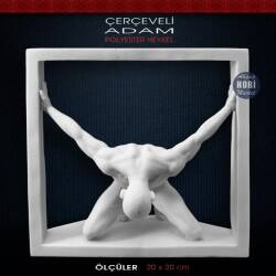 Çerçeveli Soyut Adam Heykeli (20x20cm) Ham Polyester - Tual Hobi Sanat