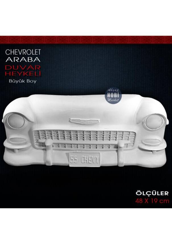 Chevrolet Chevy Araba Duvar Heykeli (48x19 cm) Ham Polyester - 1