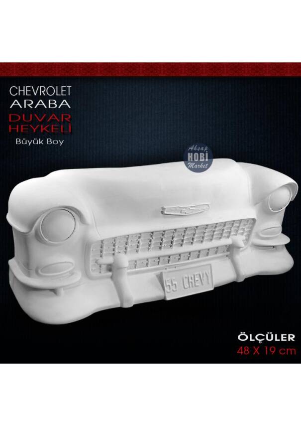 Chevrolet Chevy Araba Duvar Heykeli (48x19 cm) Ham Polyester - 2