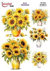 Çiçek Arı Desenli Sulu Transfer Kağıdı STI-954 - Tual Hobi Craft İst