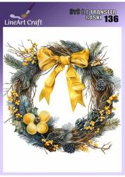 Çiçek Çelenk Kozalak Desenli Kumaş Transfer Kağıdı LNT-K136 (20x20 cm) - Line Art