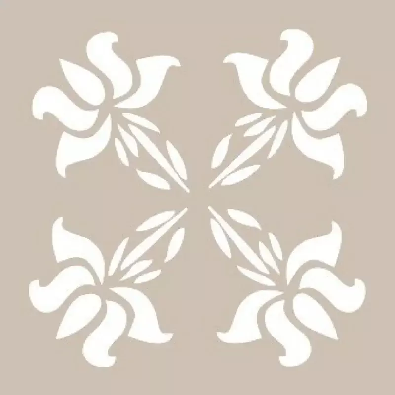 Çiçek Desenli Kare Stencil Şablon KA09 - 1