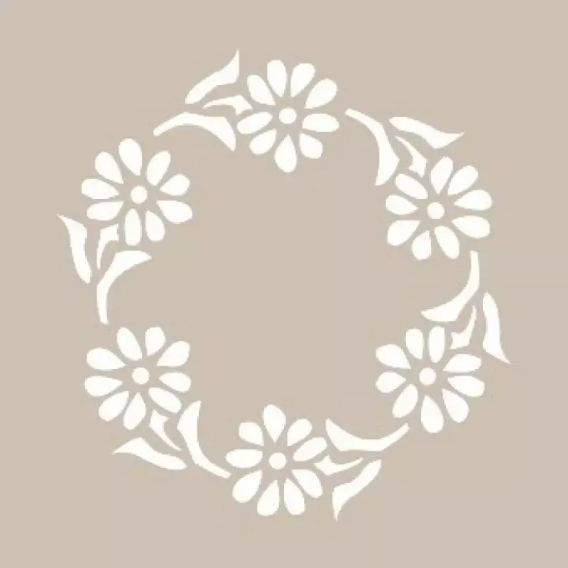 Çiçek Desenli Kare Stencil Şablon KA12 - 1