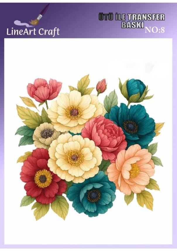 Çiçek Desenli Kumaş Transfer Kağıdı LNT-K008 (20x20 cm) - 1