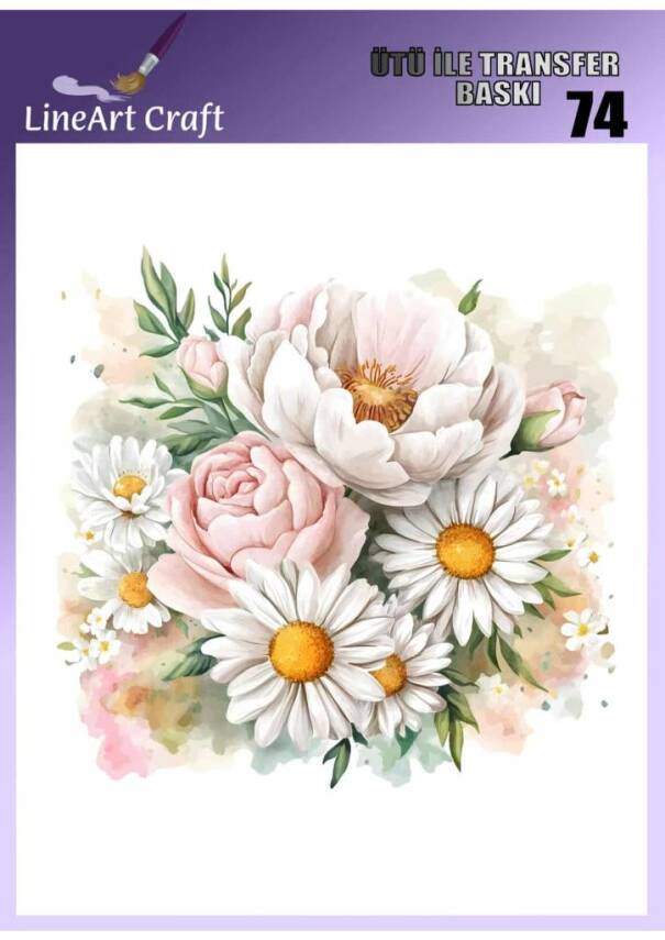 Çiçek Desenli Kumaş Transfer Kağıdı LNT-K074 (20x20 cm) - 1