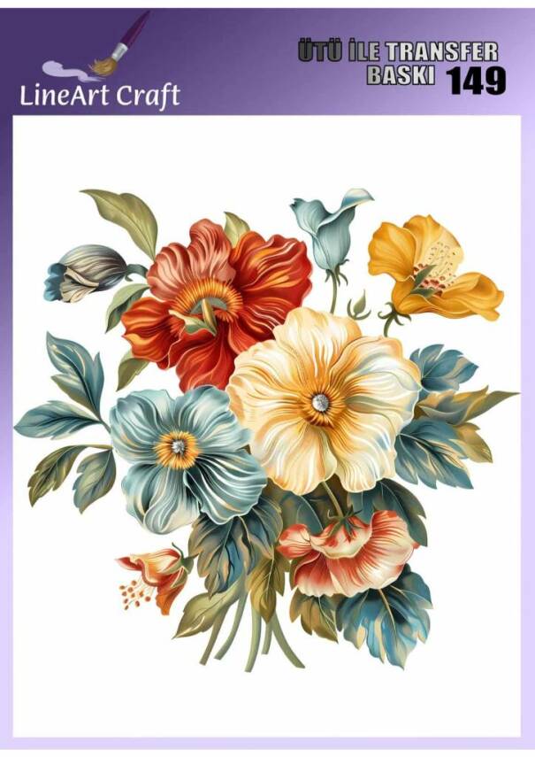 Çiçek Desenli Kumaş Transfer Kağıdı LNT-K149 (20x20 cm) - 1