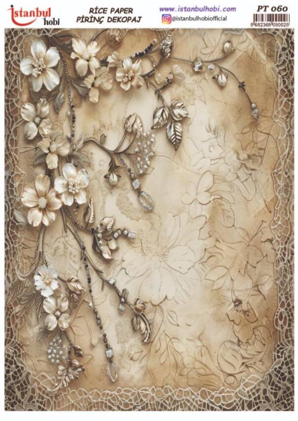 Çiçek Desenli Pirinç Dekopaj Model : PT 0060 - 1