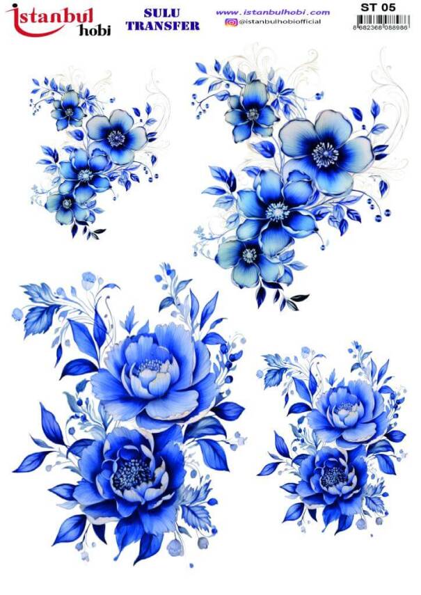 Çiçek Desenli Sulu Transfer Kağıdı STI-005 - 1