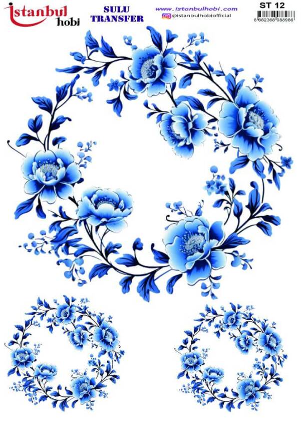 Çiçek Desenli Sulu Transfer Kağıdı STI-012 - 1
