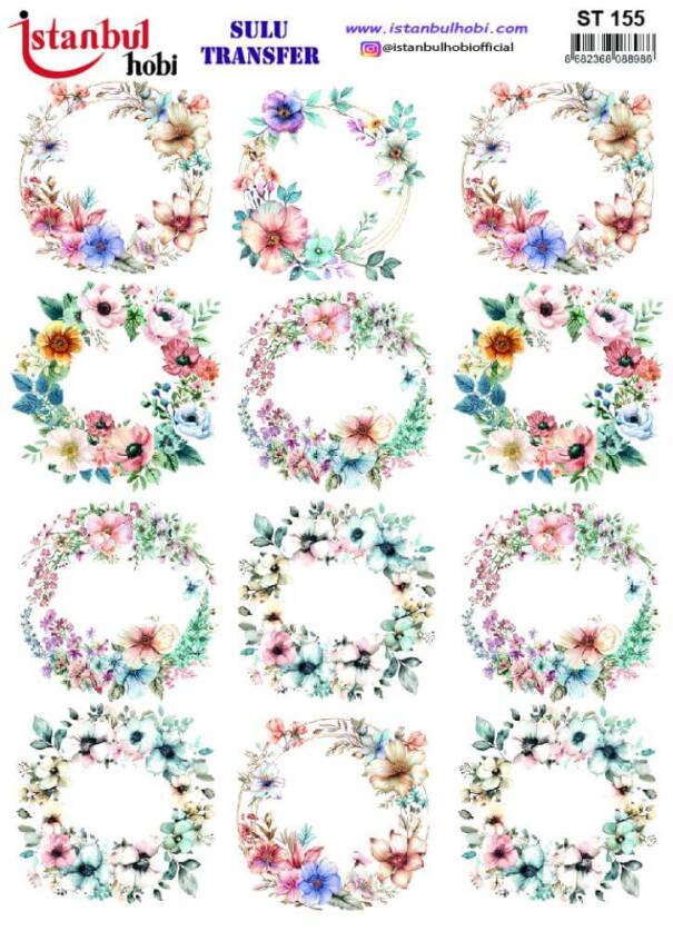 Çiçek Desenli Sulu Transfer Kağıdı STI-155 - 1