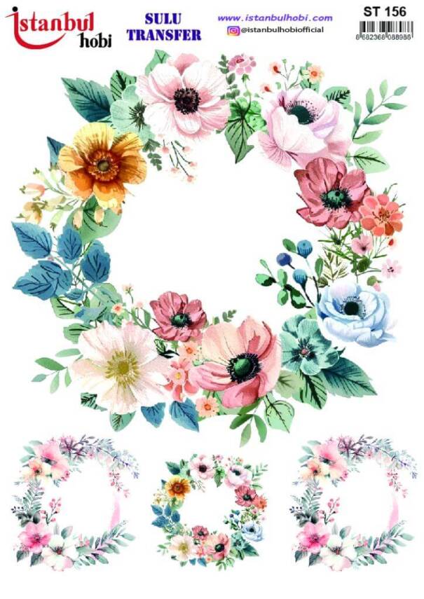 Çiçek Desenli Sulu Transfer Kağıdı STI-156 - 1