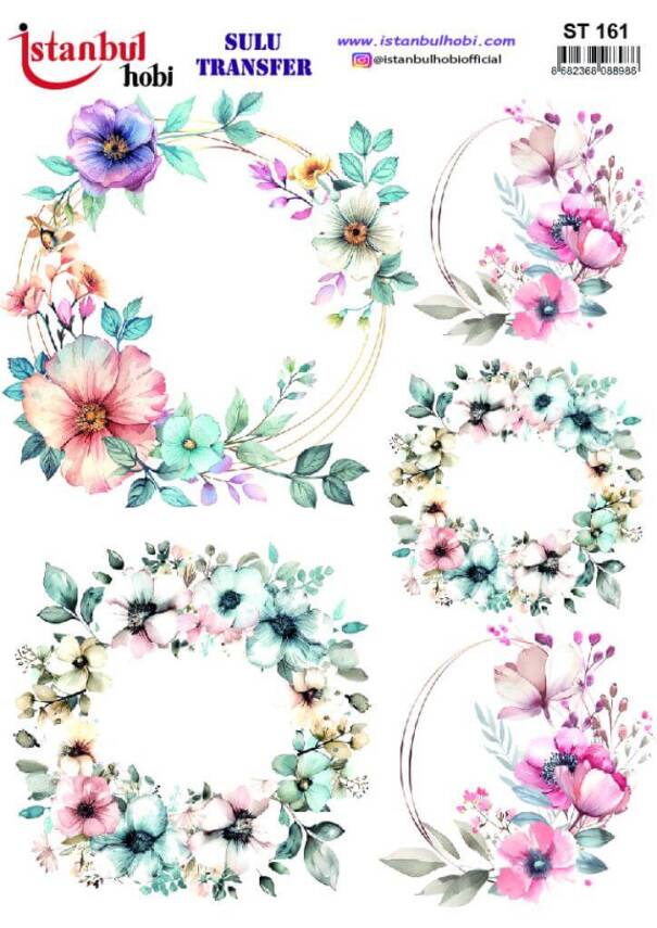 Çiçek Desenli Sulu Transfer Kağıdı STI-161 - 1