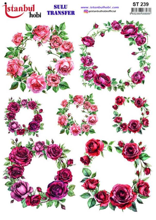 Çiçek Desenli Sulu Transfer Kağıdı STI-239 - 1