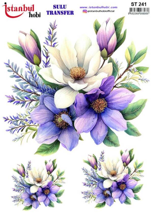 Çiçek Desenli Sulu Transfer Kağıdı STI-241 - 1