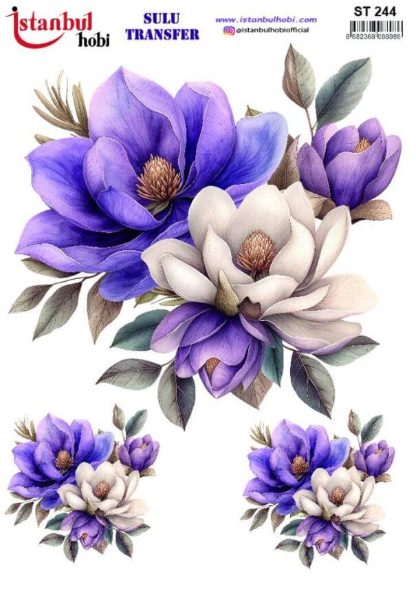 Çiçek Desenli Sulu Transfer Kağıdı STI-244 - 1