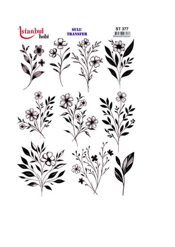 Çiçek Desenli Sulu Transfer Kağıdı STI-377 - 1