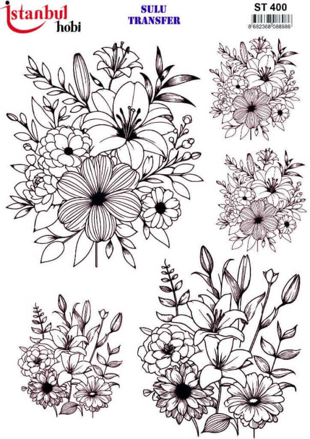 Çiçek Desenli Sulu Transfer Kağıdı STI-400 - 1