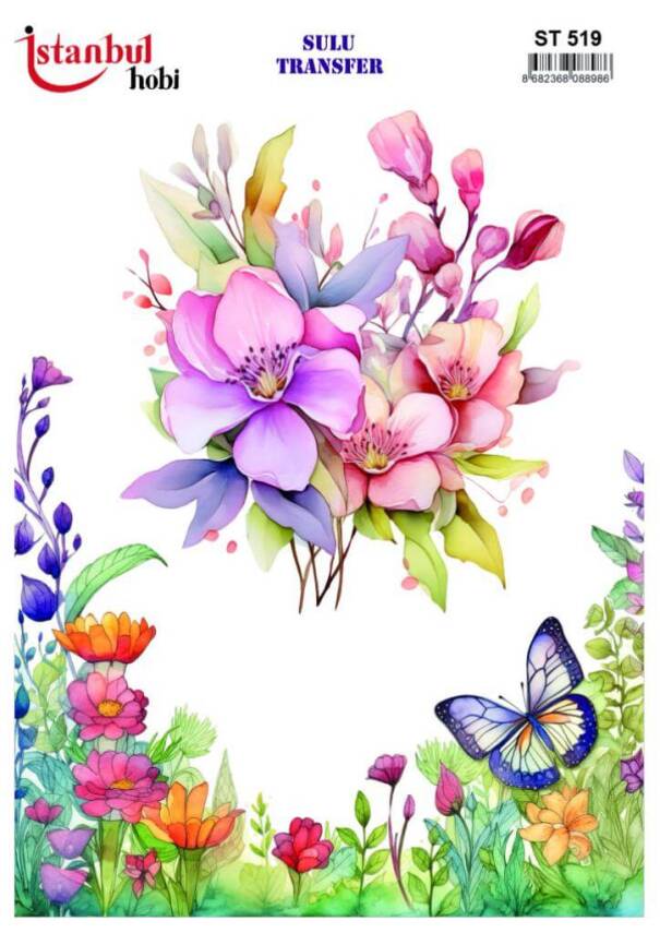 Çiçek Desenli Sulu Transfer Kağıdı STI-519 - 1
