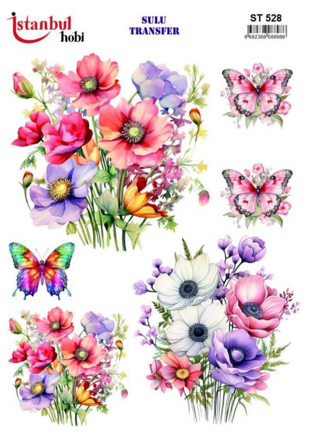 Çiçek Desenli Sulu Transfer Kağıdı STI-528 - 1