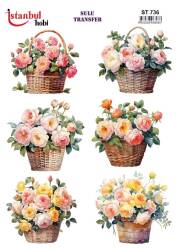 Çiçek Desenli Sulu Transfer Kağıdı STI-736 - Tual Hobi Craft İst