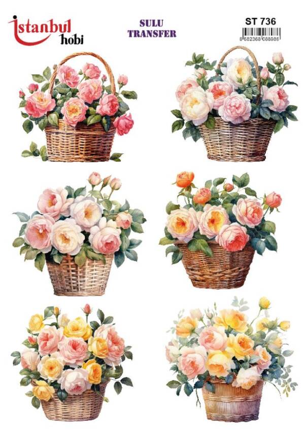 Çiçek Desenli Sulu Transfer Kağıdı STI-736 - 1