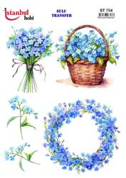 Çiçek Desenli Sulu Transfer Kağıdı STI-754 - Tual Hobi Craft İst