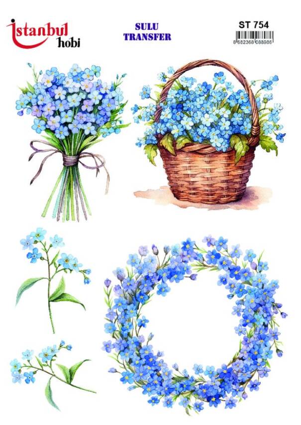Çiçek Desenli Sulu Transfer Kağıdı STI-754 - 1