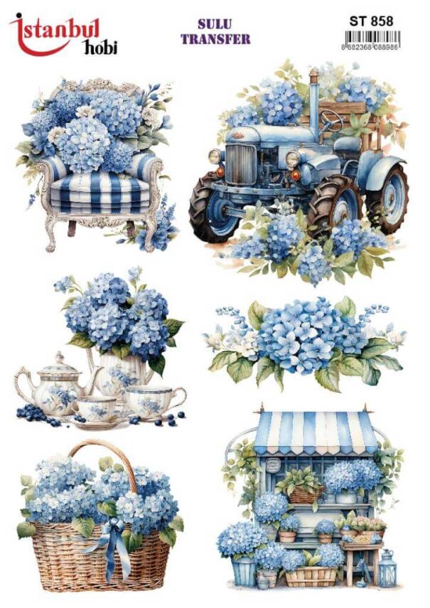Çiçek Desenli Sulu Transfer Kağıdı STI-858 - 1