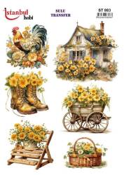 Çiçek Desenli Sulu Transfer Kağıdı STI-883 - Tual Hobi Craft İst