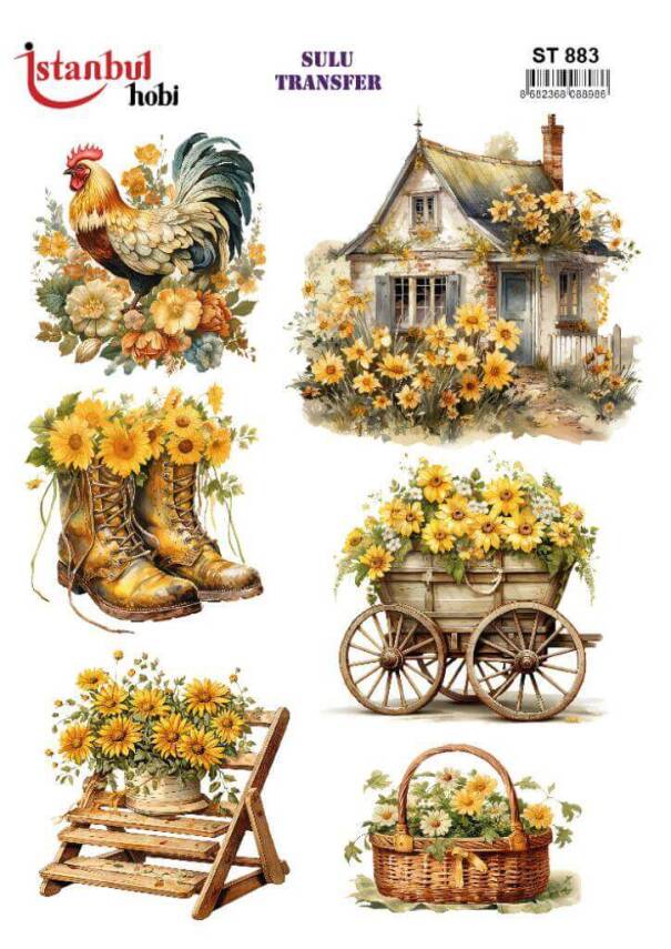 Çiçek Desenli Sulu Transfer Kağıdı STI-883 - 1