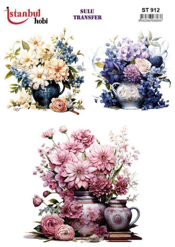 Çiçek Desenli Sulu Transfer Kağıdı STI-912 - 1