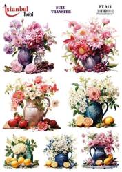 Çiçek Desenli Sulu Transfer Kağıdı STI-913 - Tual Hobi Craft İst