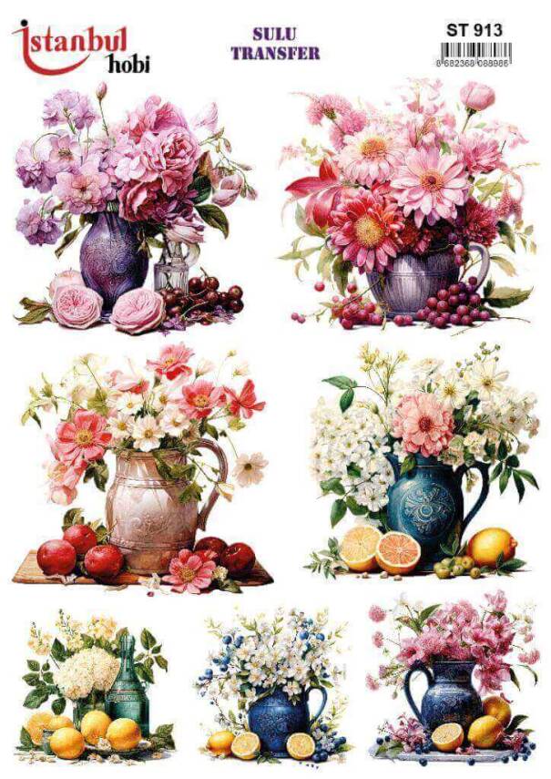 Çiçek Desenli Sulu Transfer Kağıdı STI-913 - 1