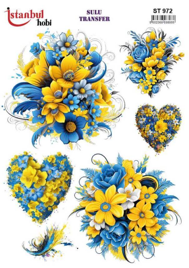 Çiçek Desenli Sulu Transfer Kağıdı STI-972 - 1