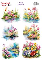 Çiçek Desenli Sulu Transfer Kağıdı STI-992 - Tual Hobi Craft İst