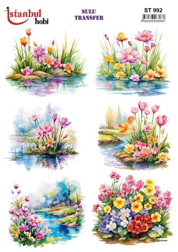 Çiçek Desenli Sulu Transfer Kağıdı STI-992 - 1