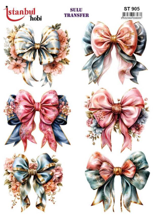 Çiçek Fiyonk Desenli Sulu Transfer Kağıdı STI-905 - 1