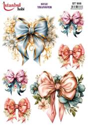 Çiçek Fiyonk Desenli Sulu Transfer Kağıdı STI-906 - Tual Hobi Craft İst