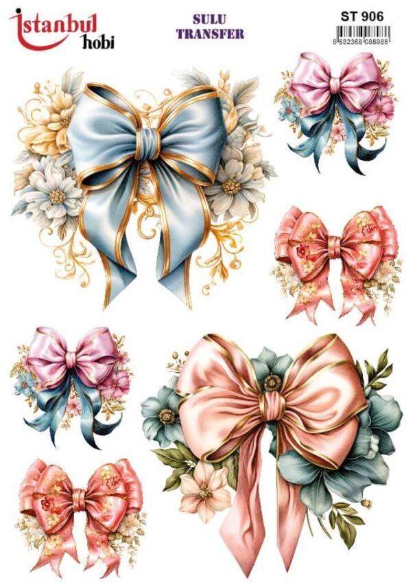 Çiçek Fiyonk Desenli Sulu Transfer Kağıdı STI-906 - 1
