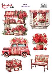 Çiçek Gül Desenli Sulu Transfer Kağıdı STI-823 - Tual Hobi Craft İst